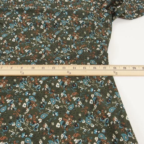 New Abercrombie & Fitch Long Sleeve Floral Green Paisley Shift Dress Womens L - Picture 7 of 11